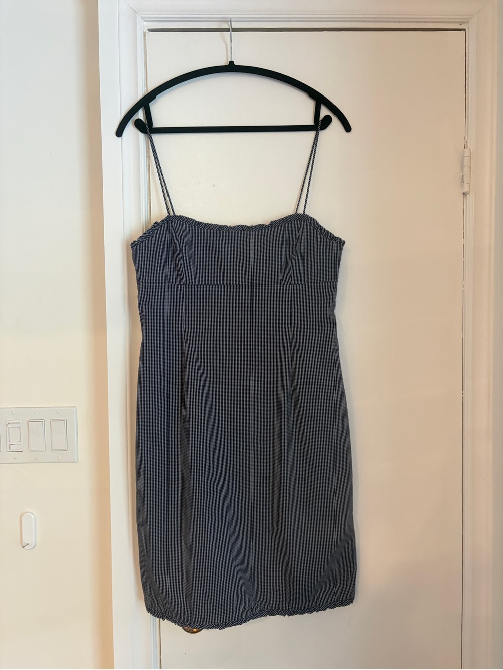 Ralph Lauren Spaghetti Strap Blue gingham mini ruffle Dress